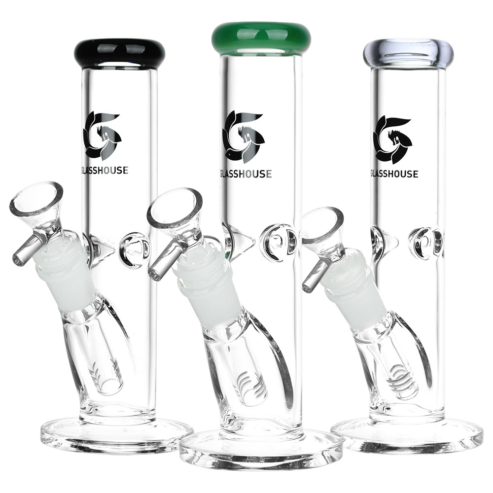 Photograph of product: $40 Glass House Pinched Straight Tube Glass Waterpipe 7.75" 14m