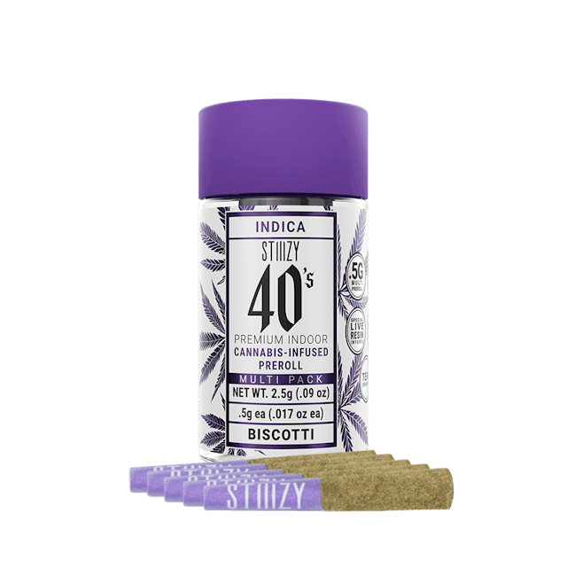 Photograph of product: 40's | Biscotti | .5g x 5 Infused Pre-Rolls - 