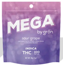Photograph of product: Gron | Mega Pearl | Sour Grape | 100mg TH-oui | Oui'd