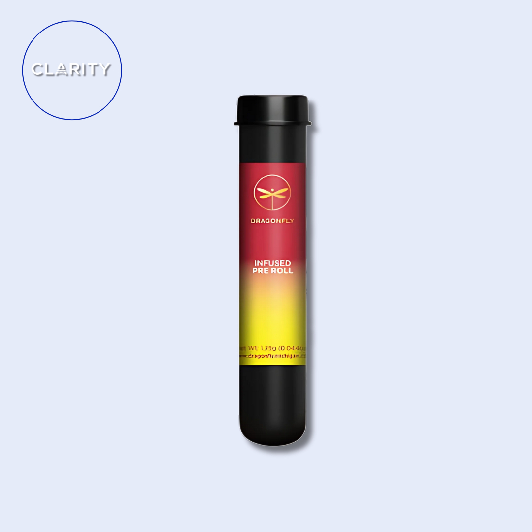 Photograph of product: Dragonfly Infused Pre-roll | Blueberry Banana Waffles