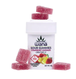 Photograph of product: Wana 100mg 1:1 Gummies (H) Strawberry Lemonade