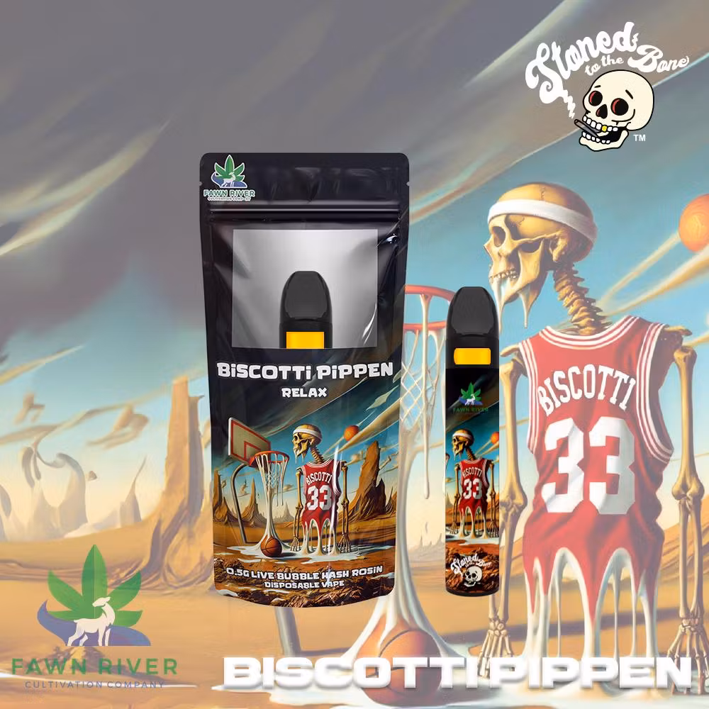 Photograph of product: Stoned To the Bone | Biscotti Pippen | Live Rosin AIO | 0.5G