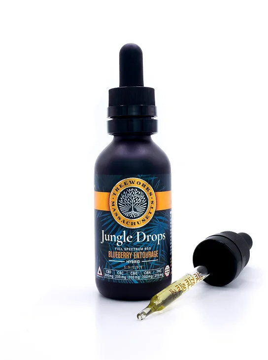 Photograph of product: Jungle Drops Full Spectrum RSO Blueberry Entourage (H) 60mL 1:1:1:1:1