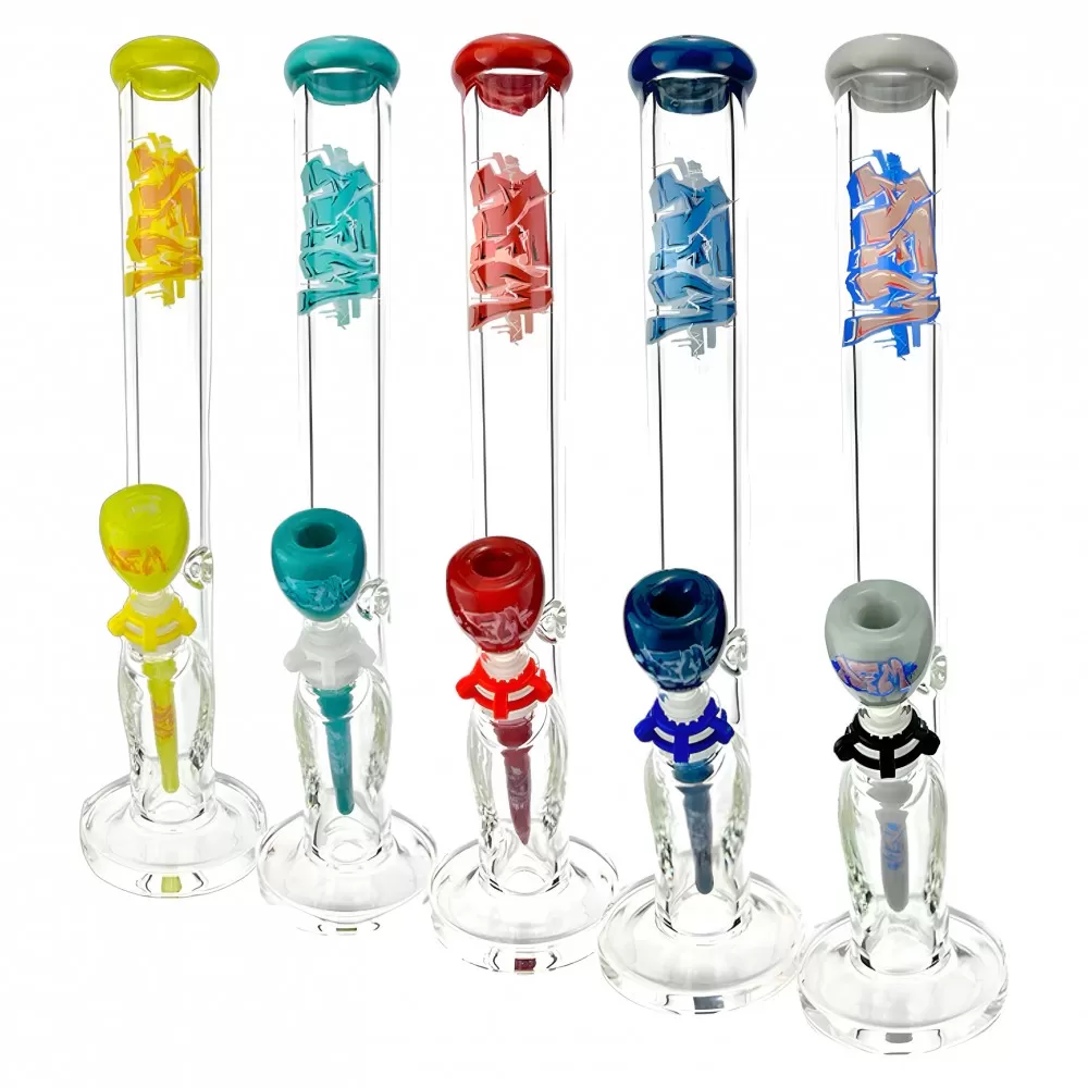 Photograph of product: Water Pipe | Bong | 18" | Wildstyle Graffiti | 9mm | AFM Glass | Assorted Colors