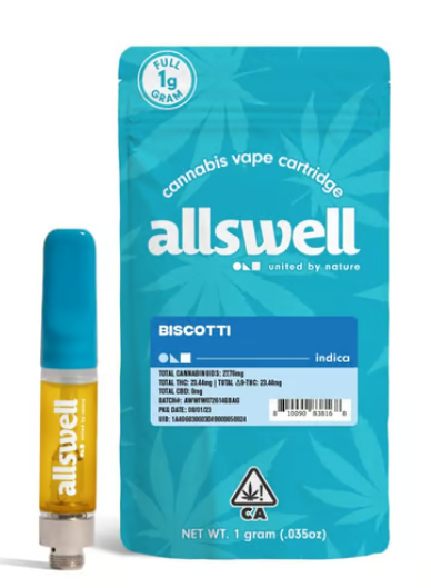 Photograph of product: Allswell Biscotti Oui'd Vape Cart