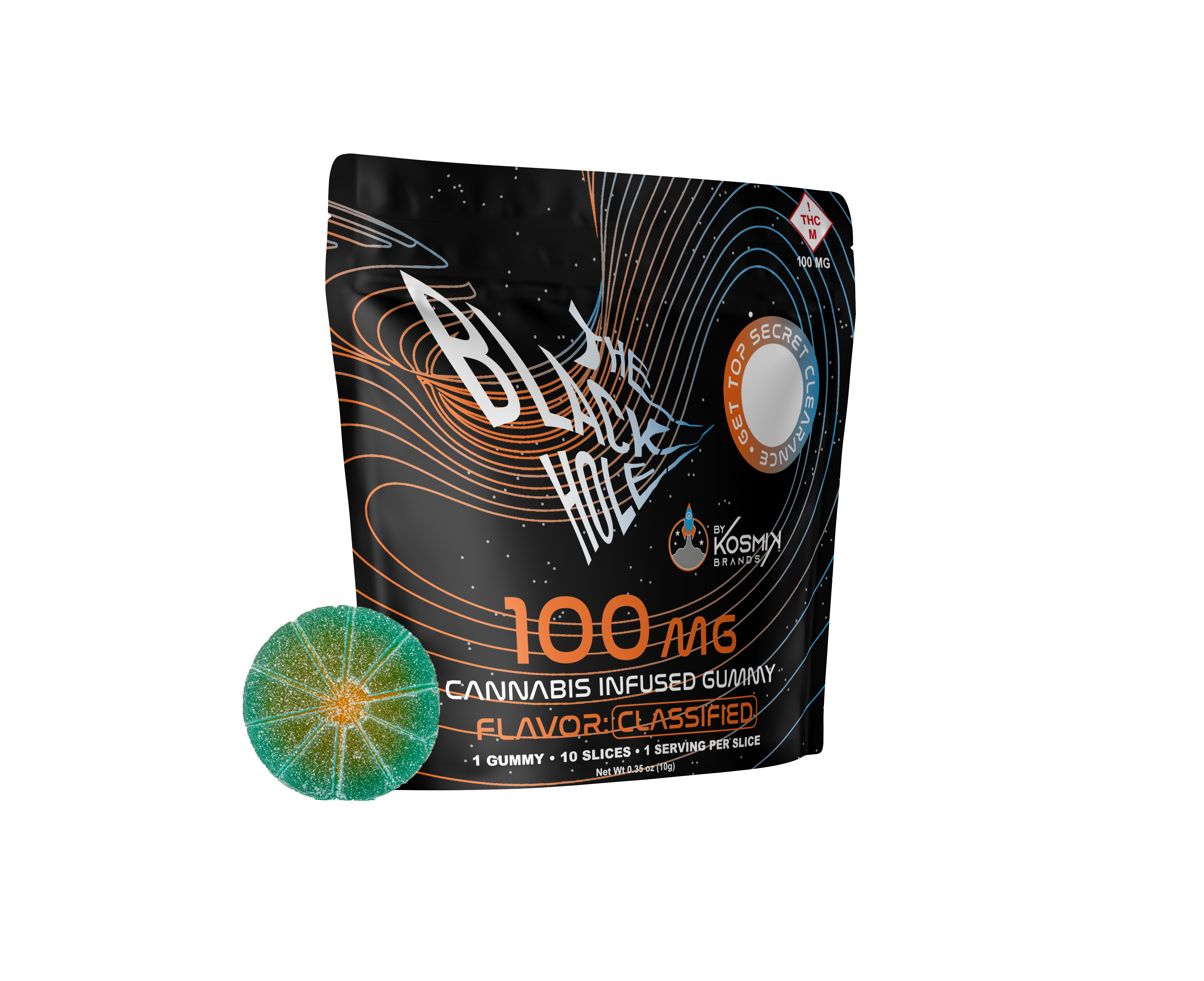 Photograph of product: 100mg Multi-Serve Gummy | Black Hole Orange