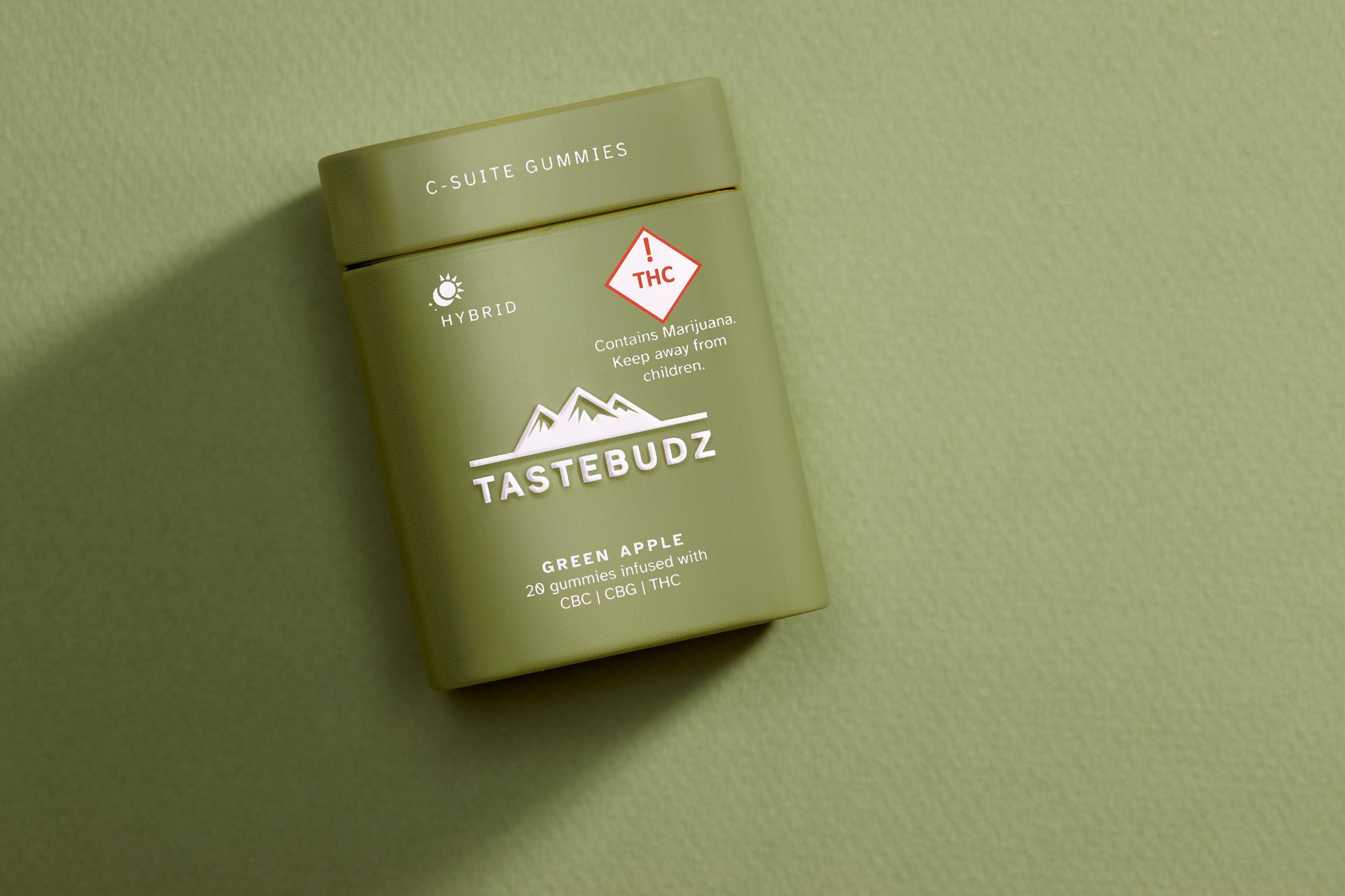 Photograph of product: 50mg Rosin Gummies | Tastebudz - | Green Apple 2:2:1 CBC/CBG/TH-oui