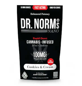 Photograph of product: Dr. Norms | Mini Cookies 100mg (NANO) | Cookies n' Cream (10PK)