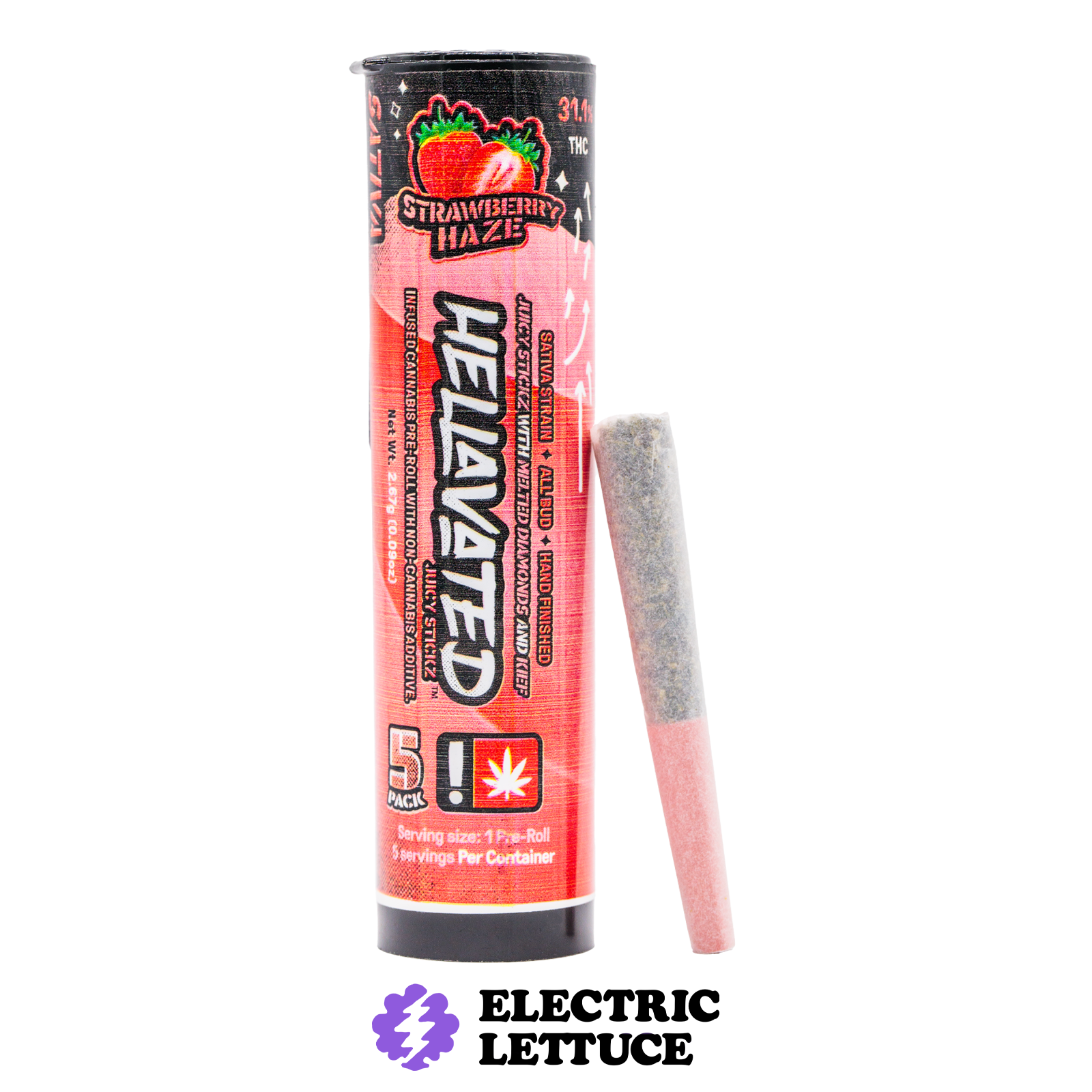 Photograph of product: Hellavated Strawberry Haze 5pk Infused Pre-Roll 0.5g