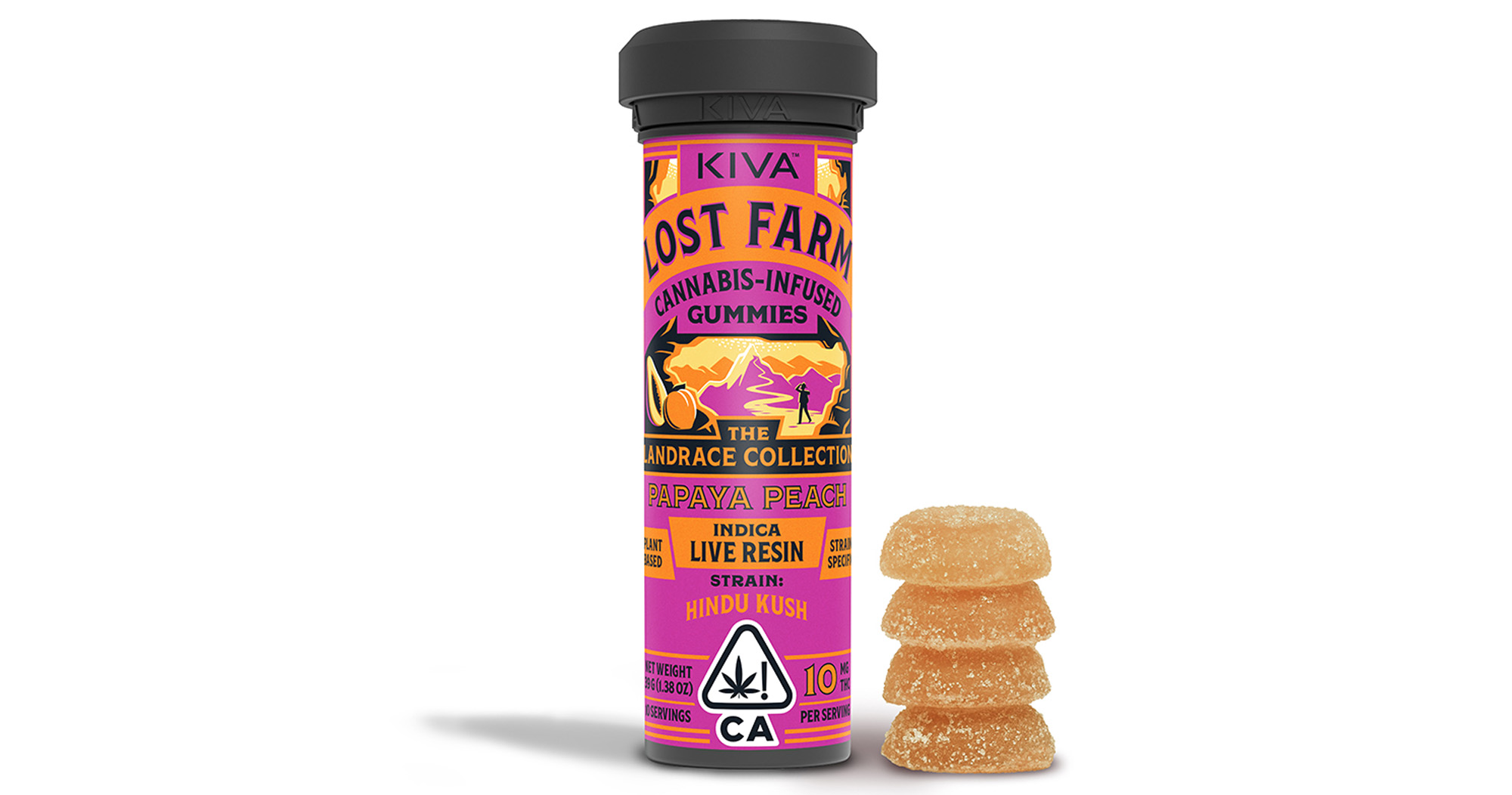 Photograph of product: PAPAYA PEACH HINDU KUSH LIVE RESIN GUMMIES - 100 MG
