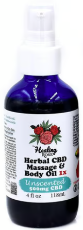 Photograph of product: The Healing Rose Unscented CBD Massage + Body Oil - 4 oz