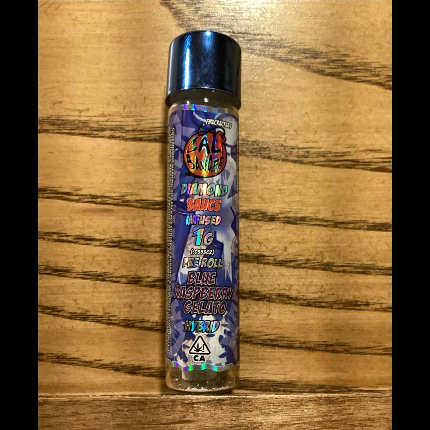Photograph of product: Cali Banger - Blue Raspberry Gelato 1g Diamond Sauce Infused Single Preroll