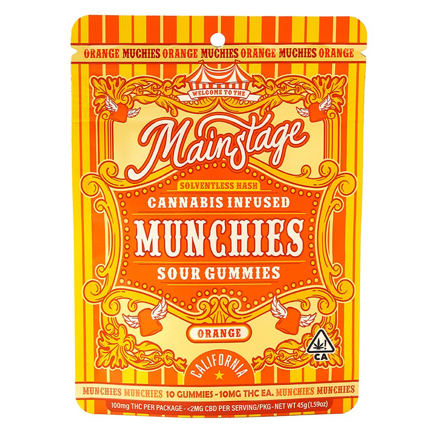 Photograph of product: MAINSTAGE MUNCHIES - SOUR ORANGE 100MG SOLVENTLESS
