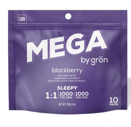 Photograph of product: GRON 1000MG 1000MG 1:1 BLACKBERRY MEGA PEARL BAG TH-oui:CBN