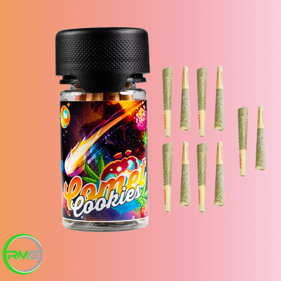 Photograph of product: Pre Roll Packs - 10 Pack - RMG - Comet Cookies - (Oui'd) - 25.97% TH-oui