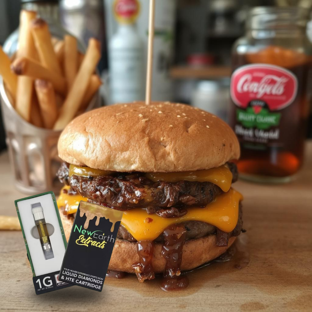 Photograph of product: New Earth Extracts 1g - Dirty Burger - Liquid Diamond Vape Cart