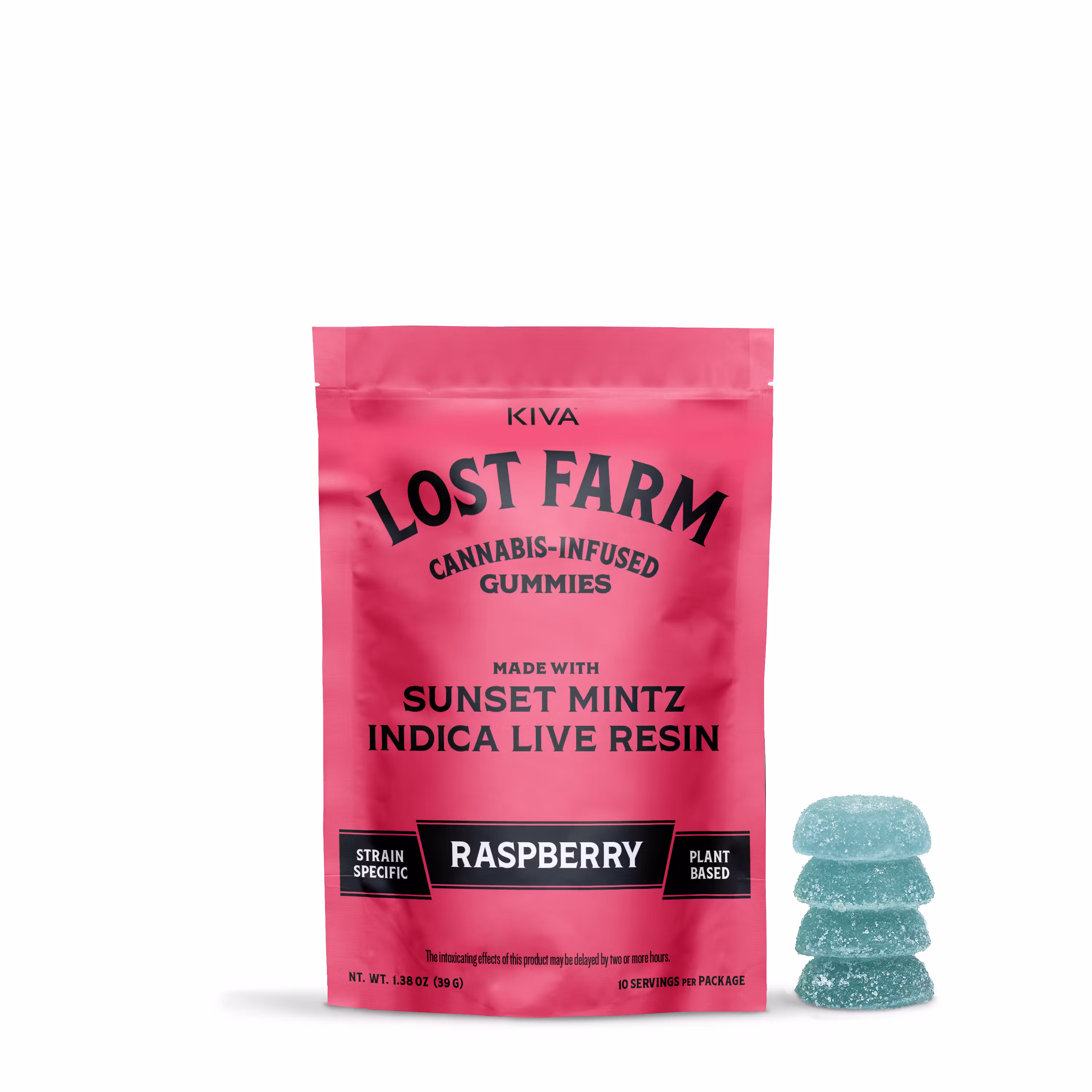 Photograph of product: Lost Farm | Raspberry Sunset Mintz |  Live Resin Gummies | 10pk/100mg