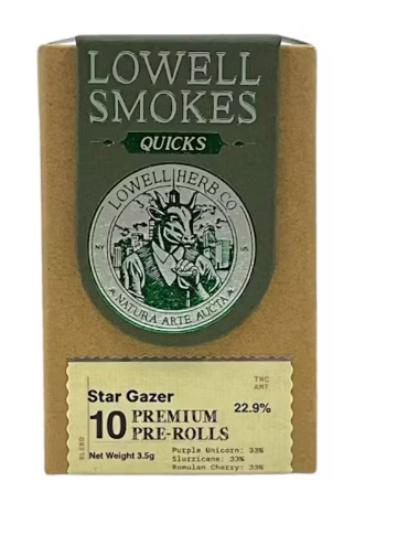Photograph of product: Lowell Smokes | Star Gazer Quicks | 10pk | Pre-Rolls