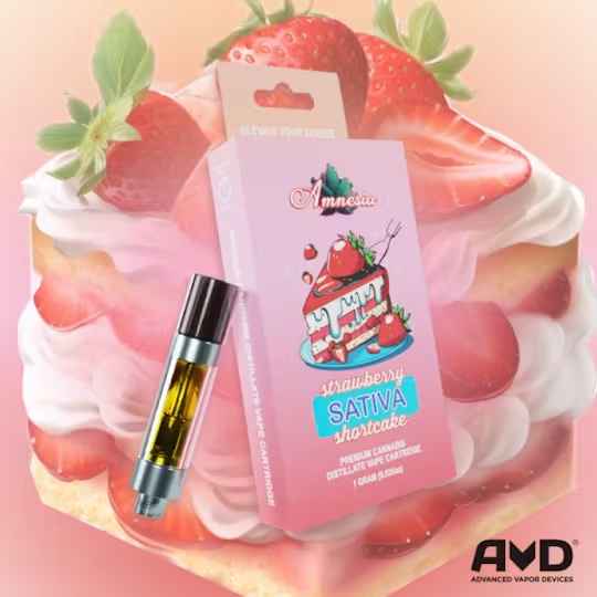 Photograph of product: AMNESIA | VAPE CART | 1G | STRAWBERRY SHORTCAKE