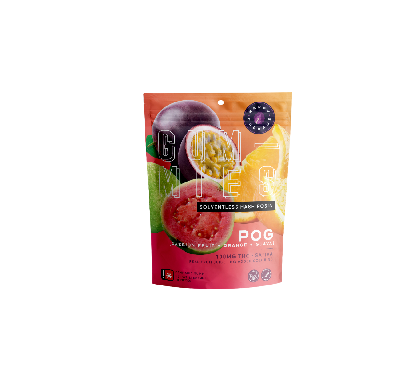 Photograph of product: 10 Piece Gummies - Sour POG - (Oui'd) 100mg TH-oui Multipack Rosin Gummies