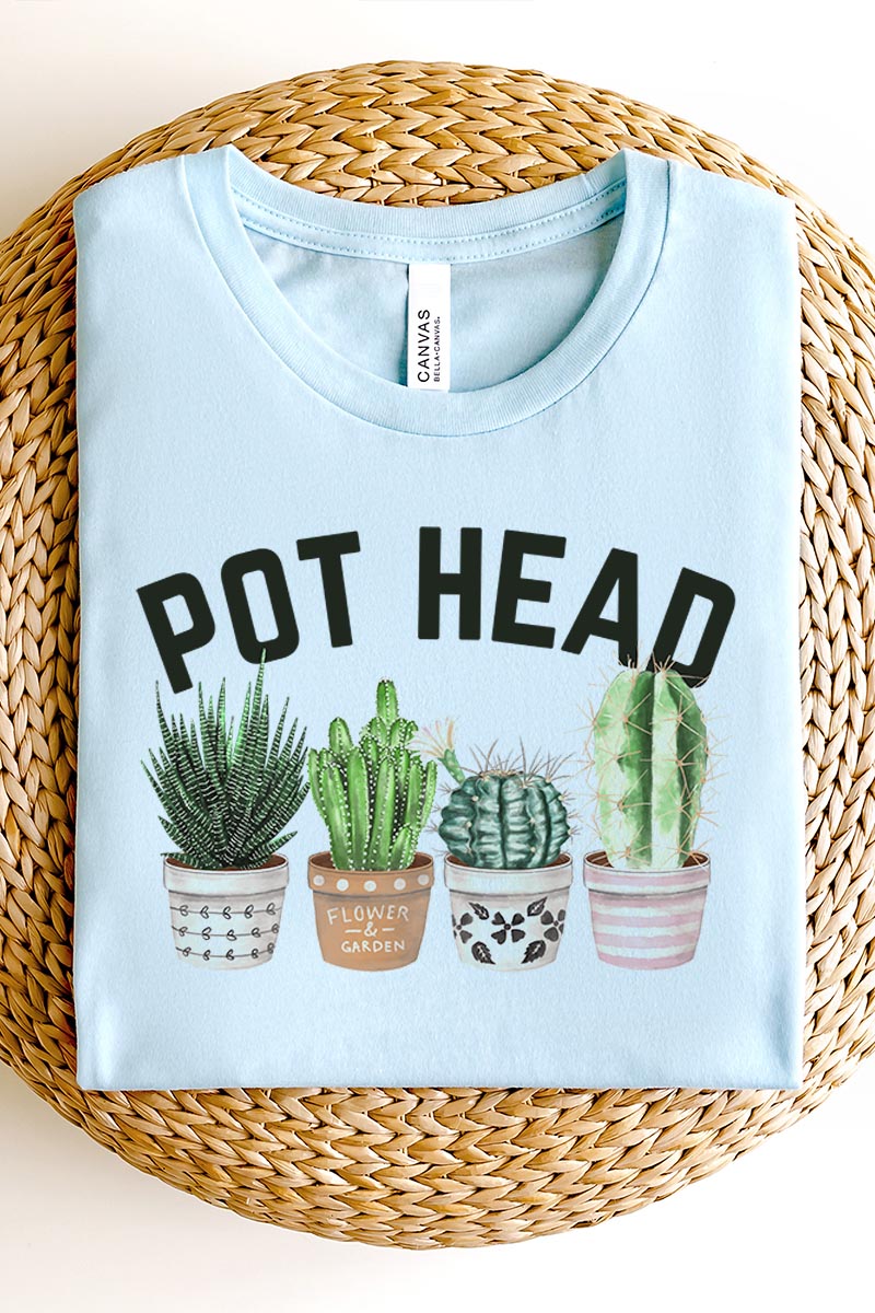 Photograph of product: Pot Heads, Plants Unisex Short Sleeve ICE BLUE - Large