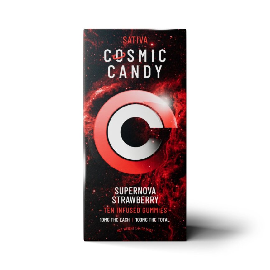 Photograph of product: Supernova Strawberry Oui'd Cosmic Candy 100mg |  10pk