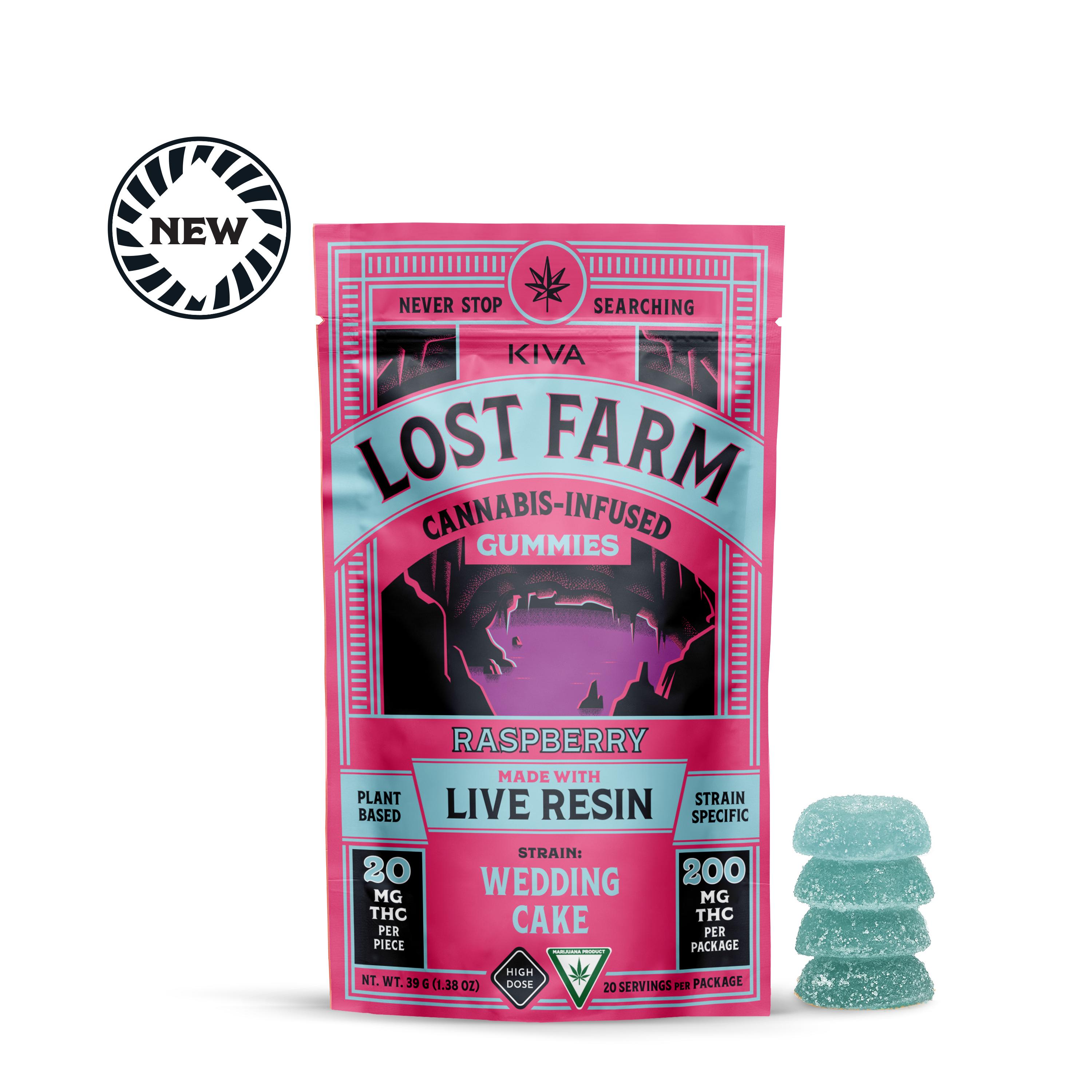 Photograph of product: Lost Farm Raspberry Live Resin High Dose Gummies - 20 Pack