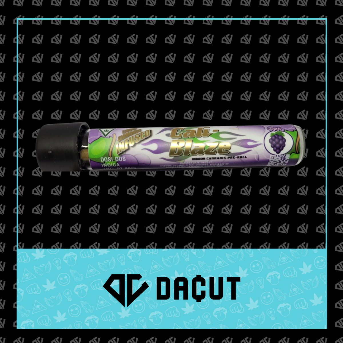 Photograph of product: Cali-Blaze Grape Liquid Diamond Infused Pre-Roll 1.2g
