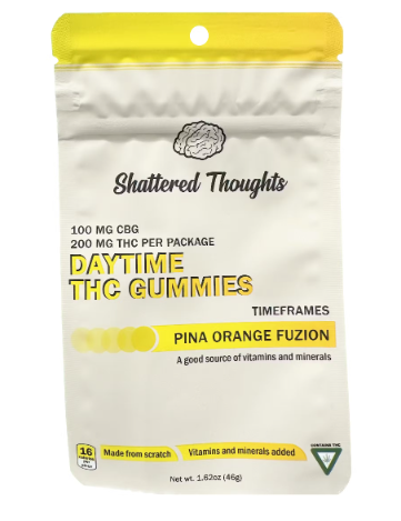 Photograph of product: Shattered Thoughts Daytime Pina Orange Fuzion Gummies | 200mg