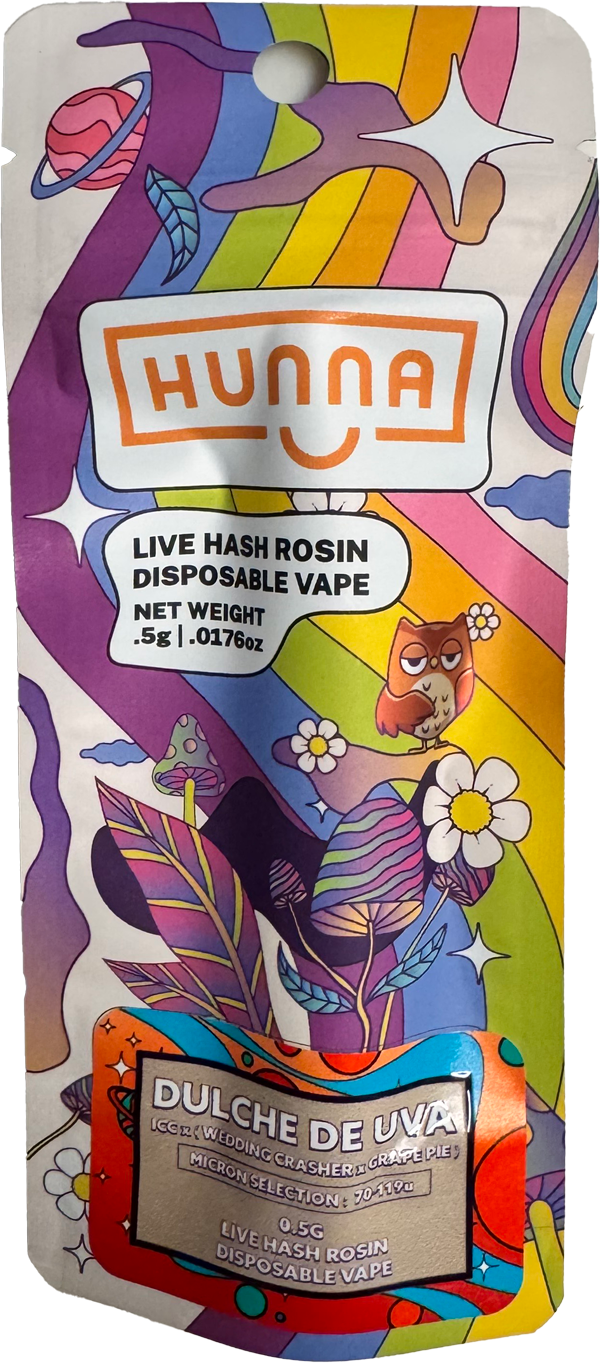 Photograph of product: Hunna | Dulche De Uva | Hybrid | .5G au chocolat Rosin Disposable Vape | REC