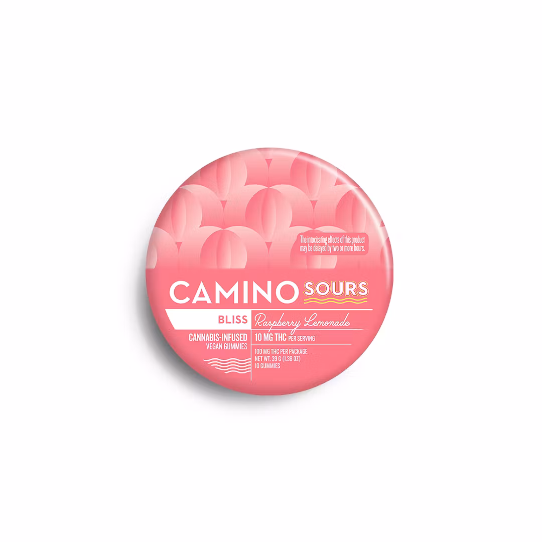 Photograph of product: Camino | Sour Raspberry Lemonade | Gummies | 10 pack 100mg