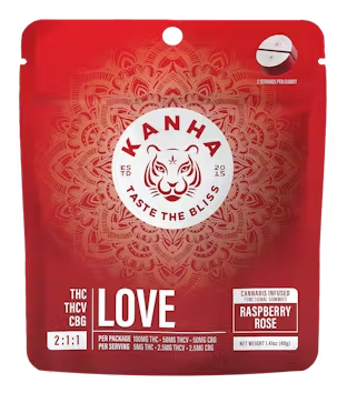Photograph of product: Gummies - Raspberry Rose Love Nano Hybrid - 2:1:1 (THC:THCV:CBG) - 20 Pcs - 100mg