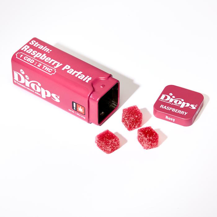 Photograph of product: Drops | 20 Pack Jellys | 1:2 CBD Ratio Raspberry