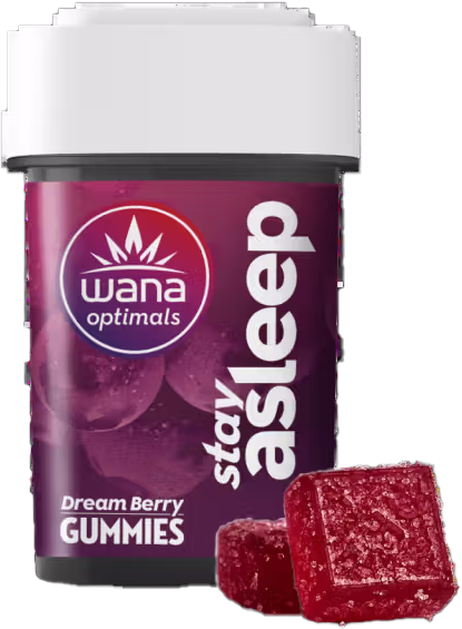 Photograph of product: WANA | STAY ASLEEP | DREAM BERRY | GUMMIES | 200MG:100MG:40MG:40MG | REC