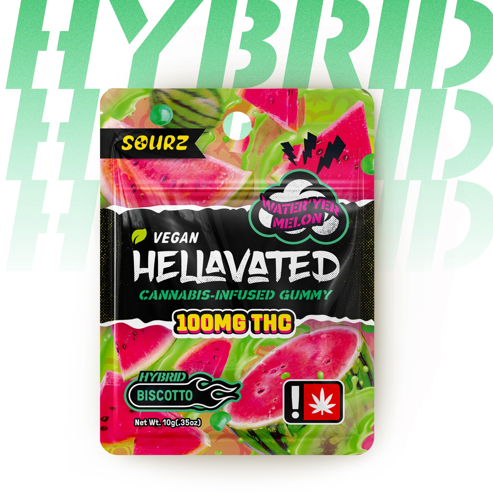 Photograph of product: Hellavated > Gummiez 100mg > Sour Watermelon