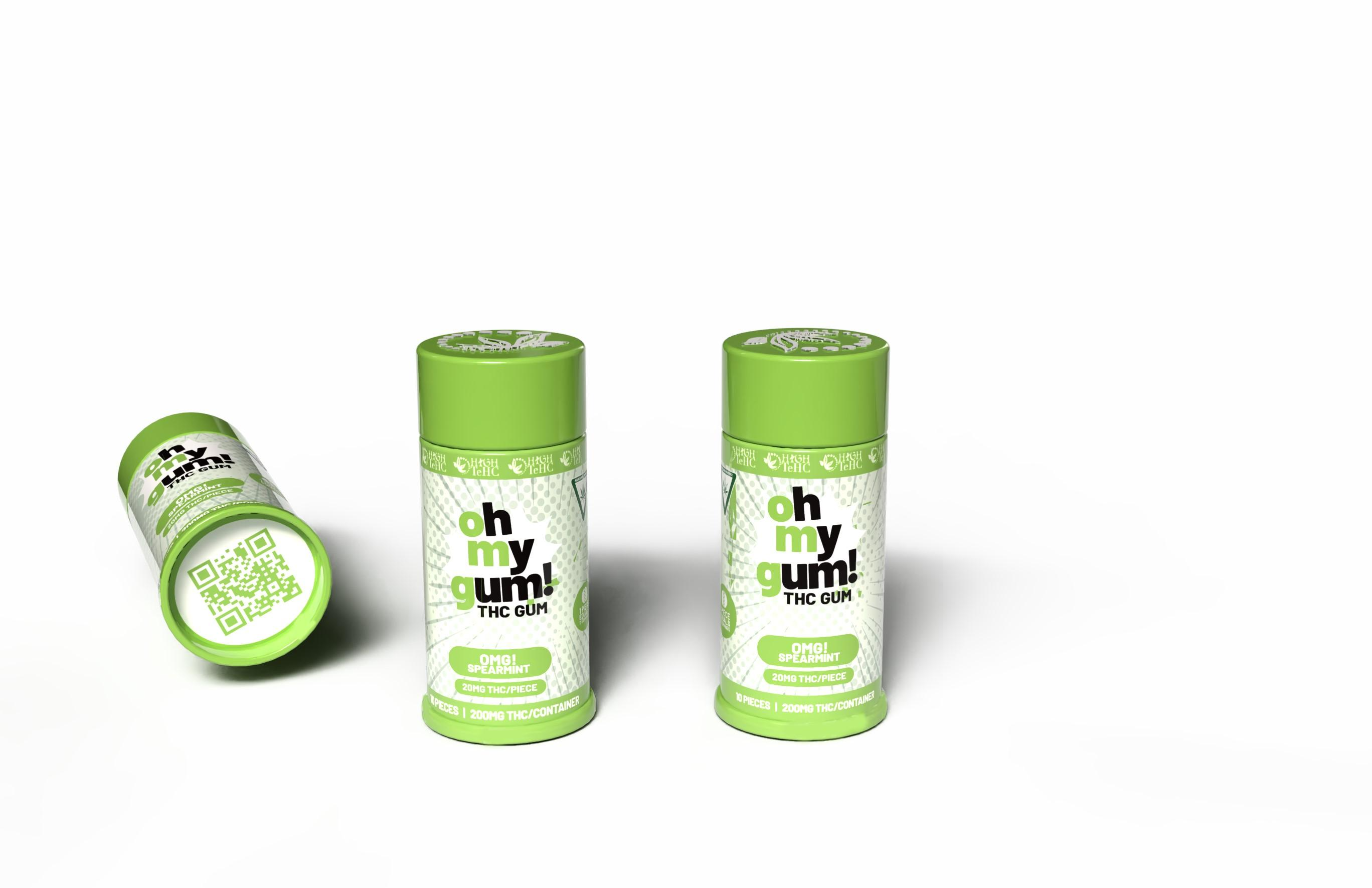 Photograph of product: Omg   Spearmint Thc Gum (20mg Thc/Piece) Adult Use