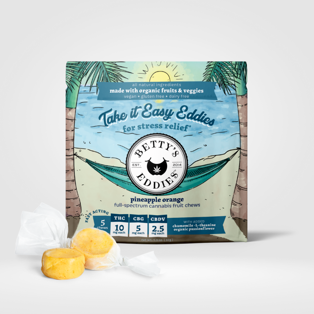 Photograph of product: Take it Easy Eddies: Pineapple Orange | 50mg | (2:1:1/2) Fast-Acting Chews