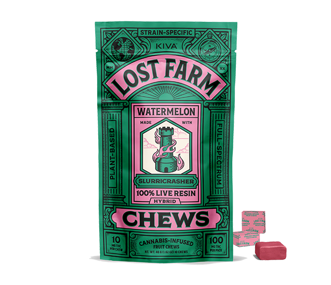 Photograph of product: Lost Farm Watermelon x Slurricrasher Live Resin Fruit Chews [10pk]