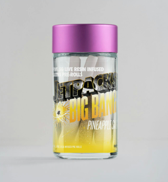 Photograph of product: Jetpacks Pineapple Sage infused Pre Rolls 5 Pack