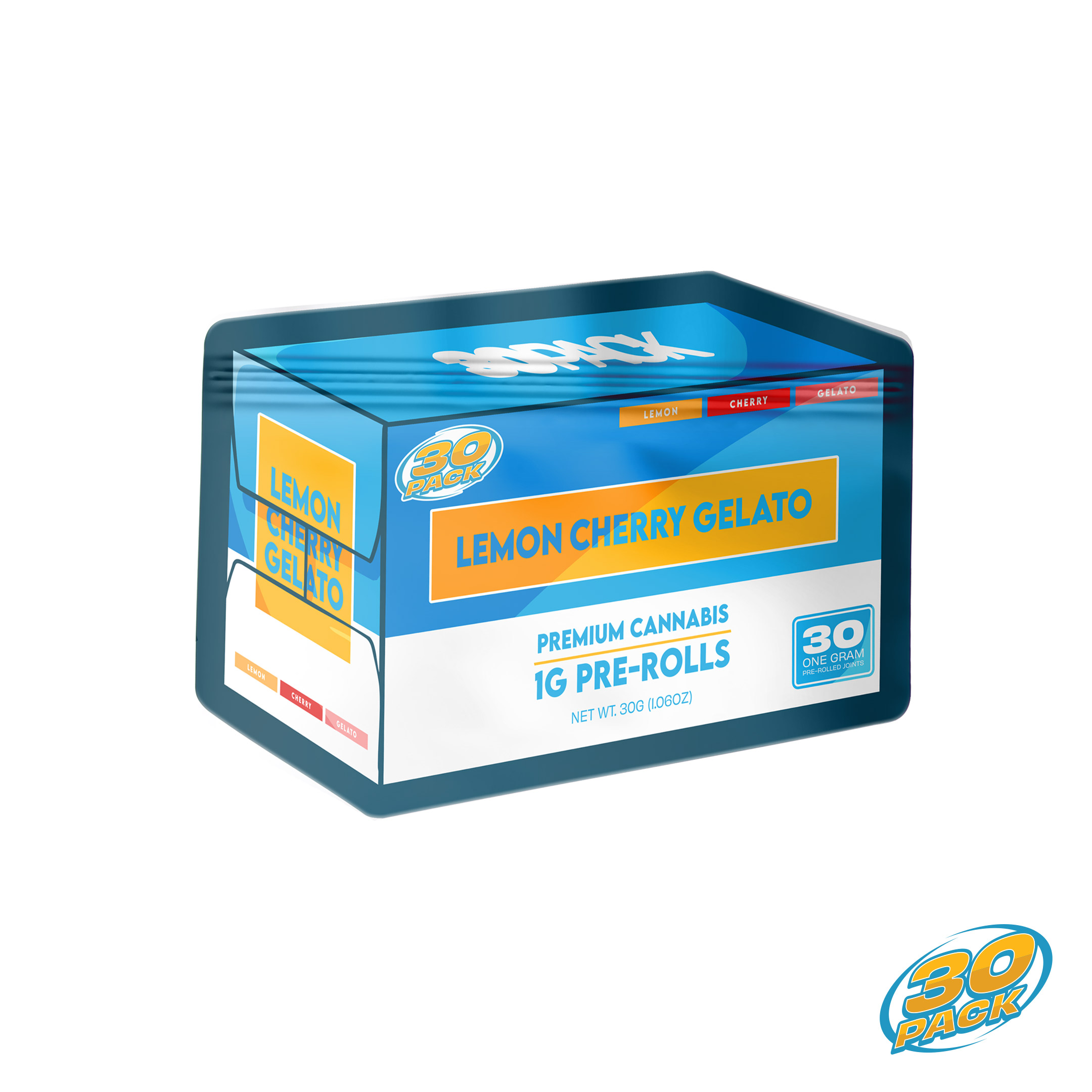 Photograph of product: 30 Pack | 1g Preroll 30pk | Lemon Cherry Gelato