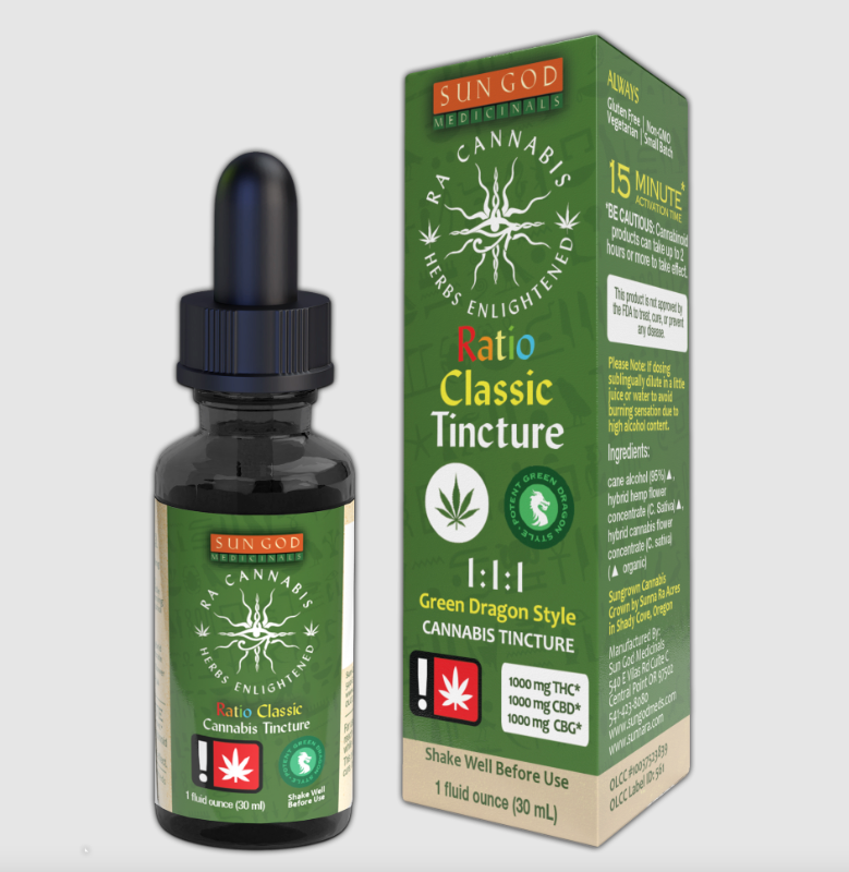 Photograph of product: Sun God 1:1:1 TH-oui:CBG:CBD Ra Oui'd Classic Tincture