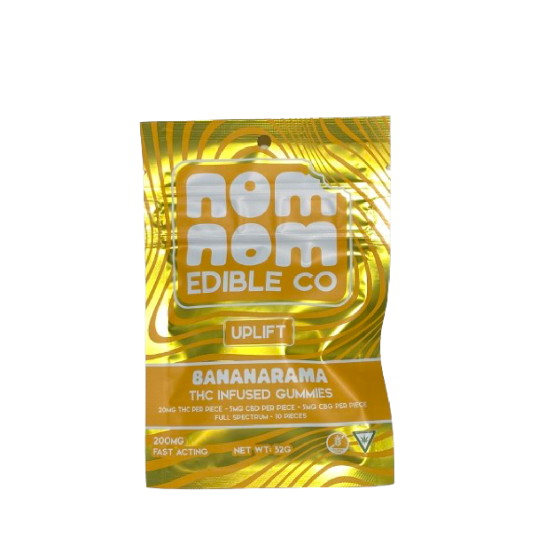 Photograph of Product: Nom Nom Edible Co - Gummies Uplift - Bananarama - 200mg