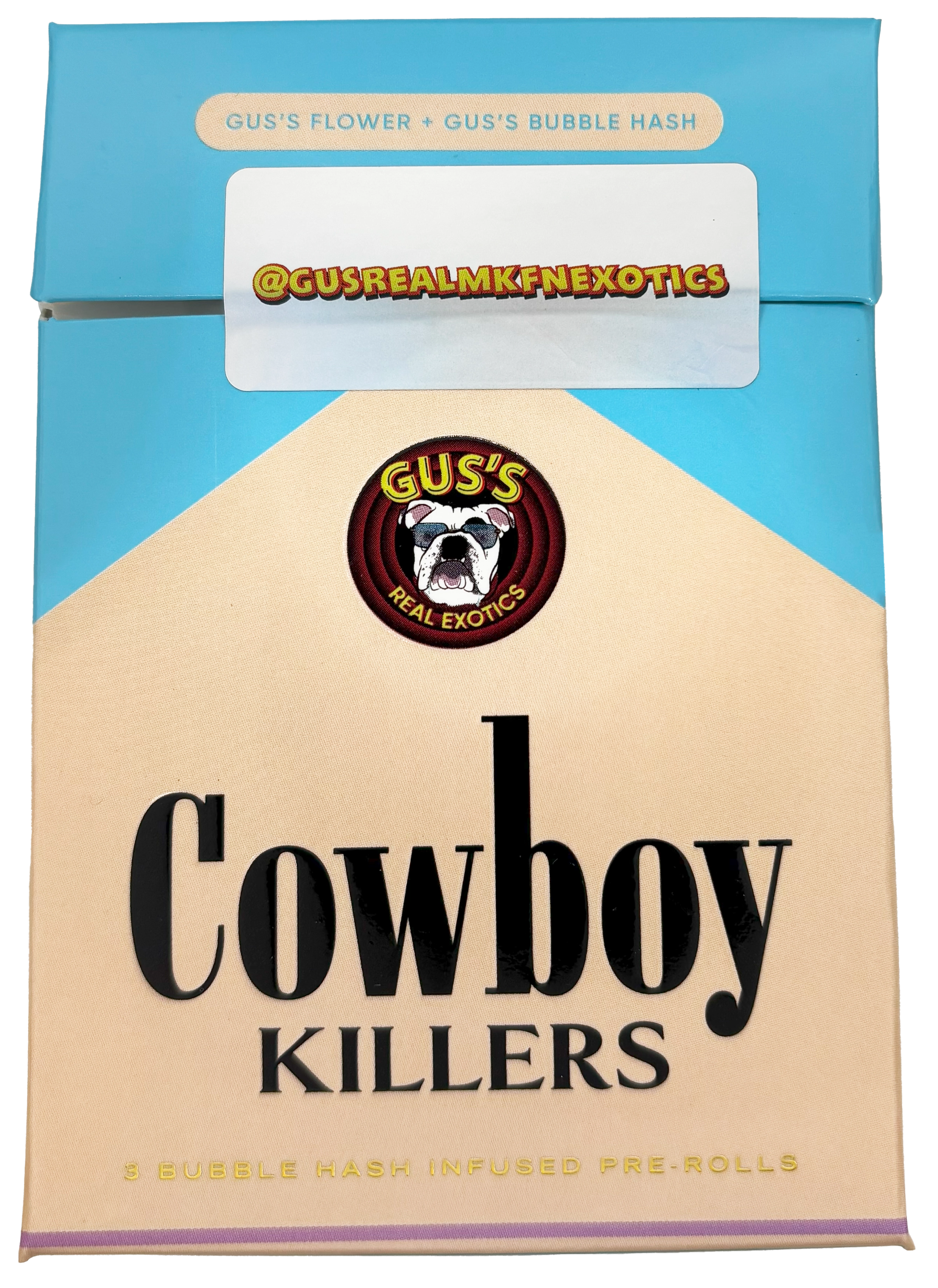 Photograph of product: Gus's Real Exotics | Fuji Runtz | Bubble au chocolat Infused Pre-Roll | 3-Pack