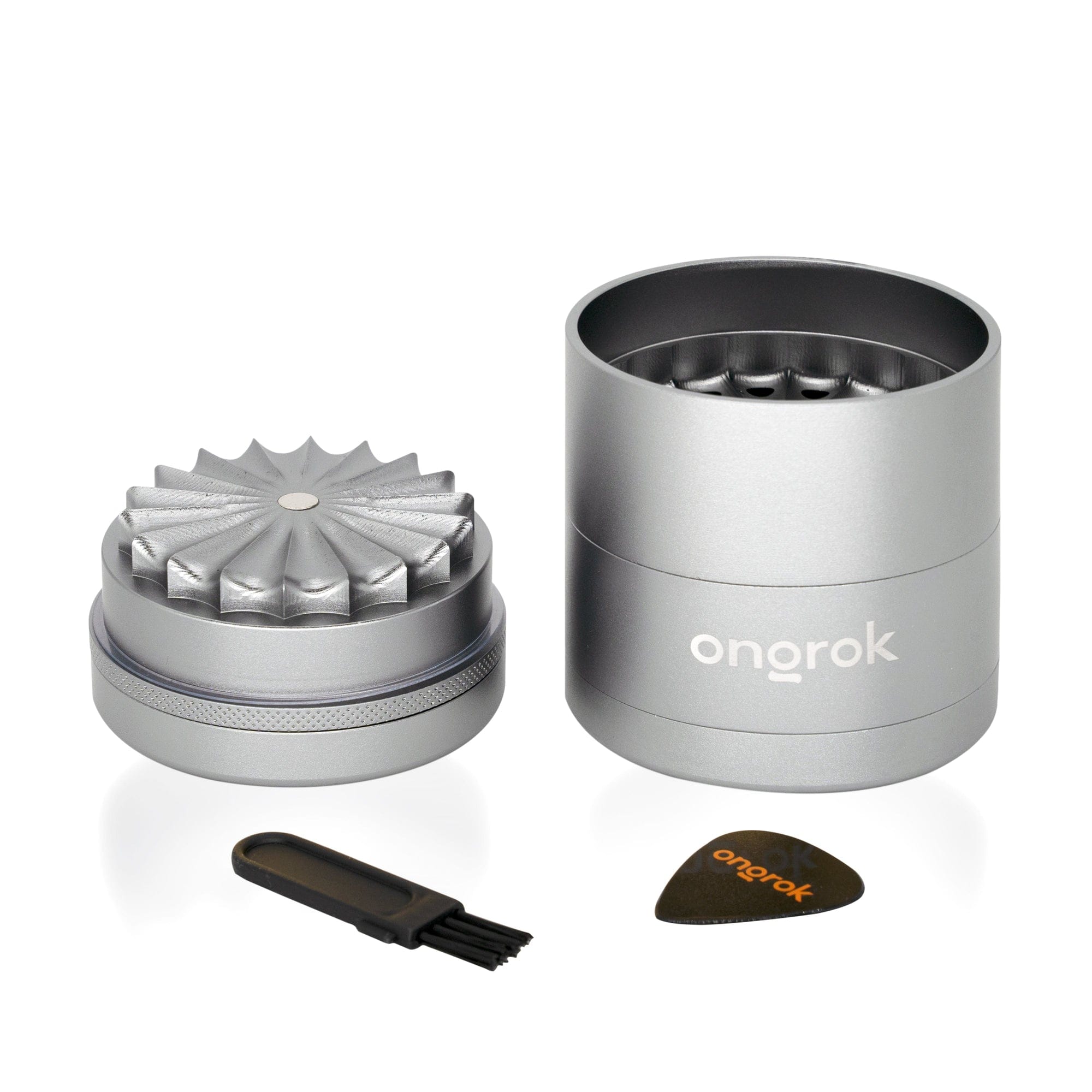 Photograph of product: ONGROK 5 Piece Flower Petal Toothless Grinder - Gun Metal