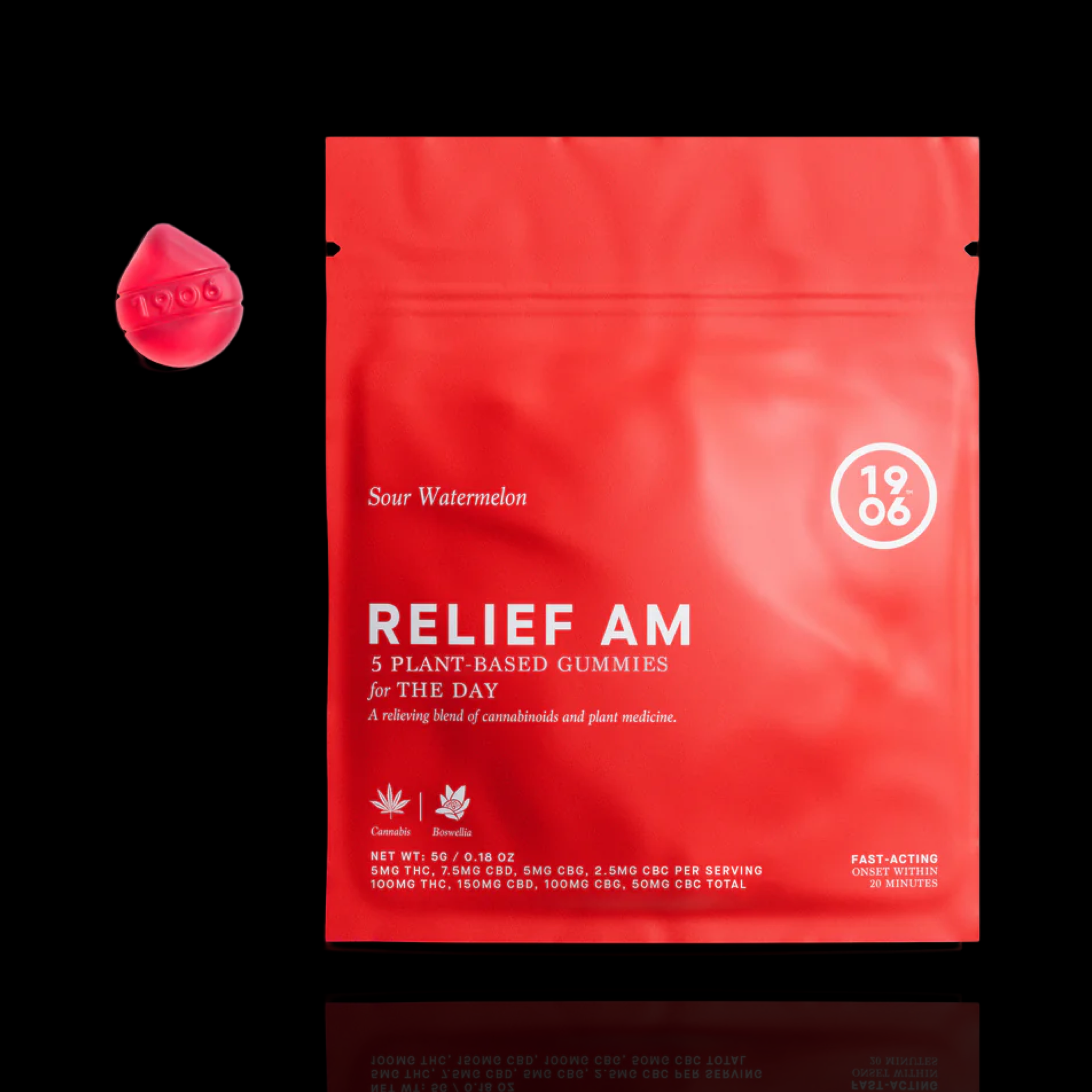 Photograph of product: AM Relief Sour Watermelon Gummies 5 pieces