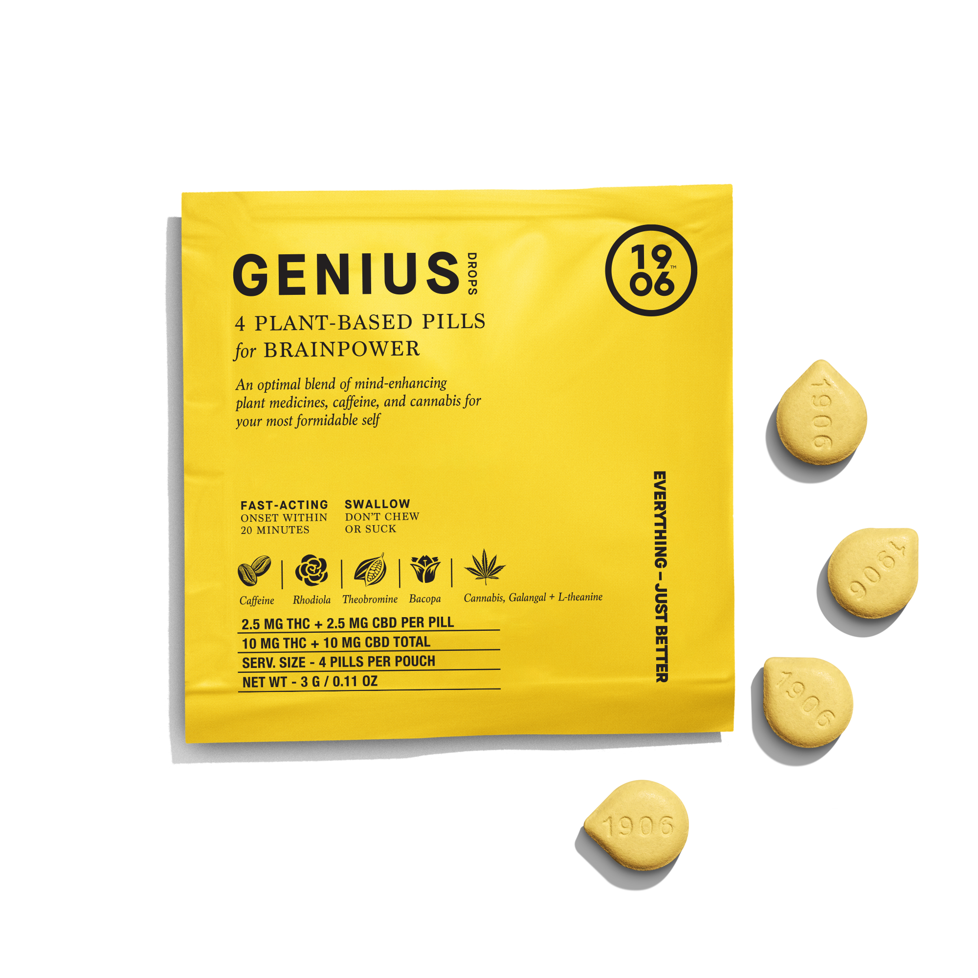 Photograph of product: GENIUS Drops for BRAIN POWER | 4pk 2.5mg TH-oui and CBD each