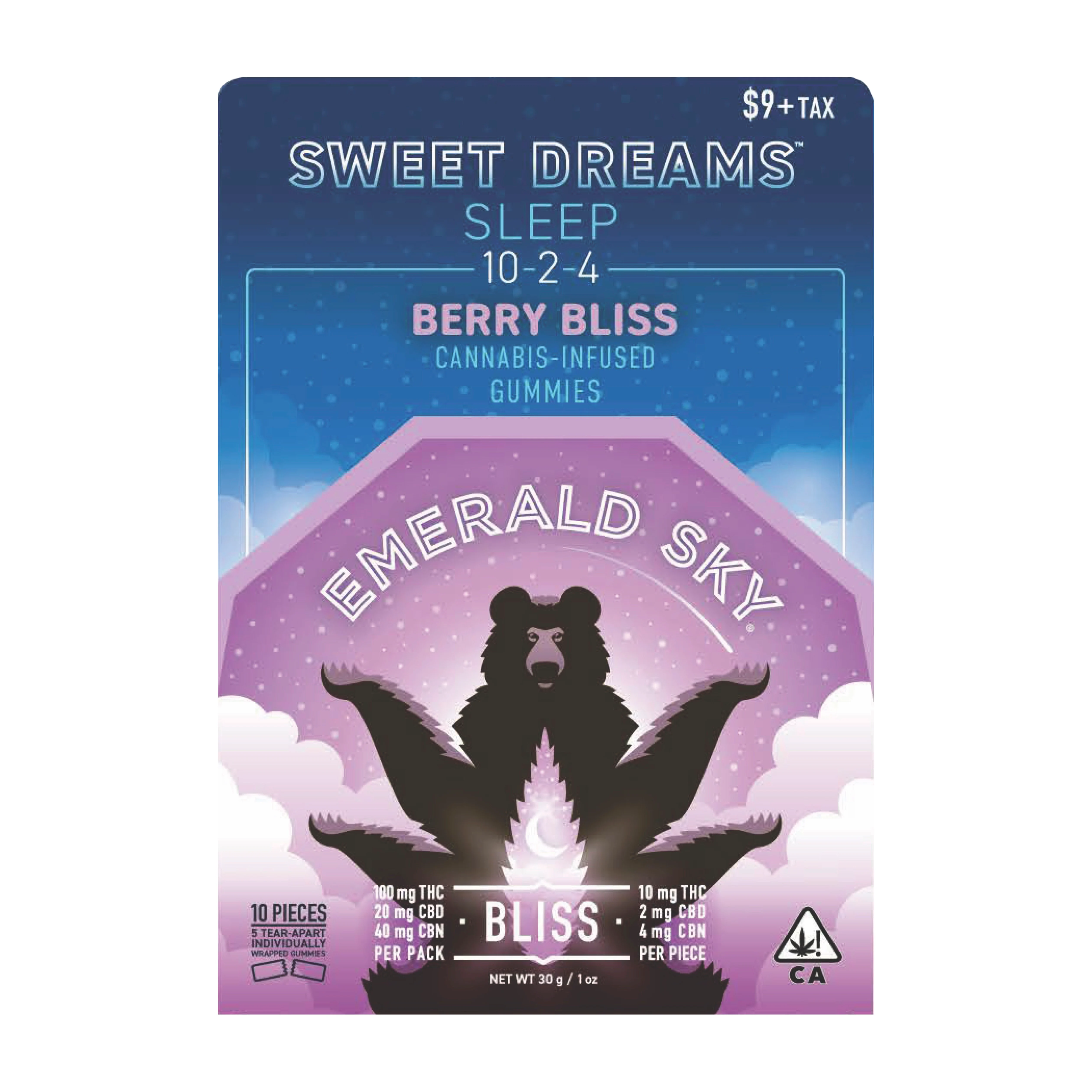 Photograph of product: Emerald Sky Gummies Berry Bliss 10:2:4 TH-oui/CBD/CBN 100MG