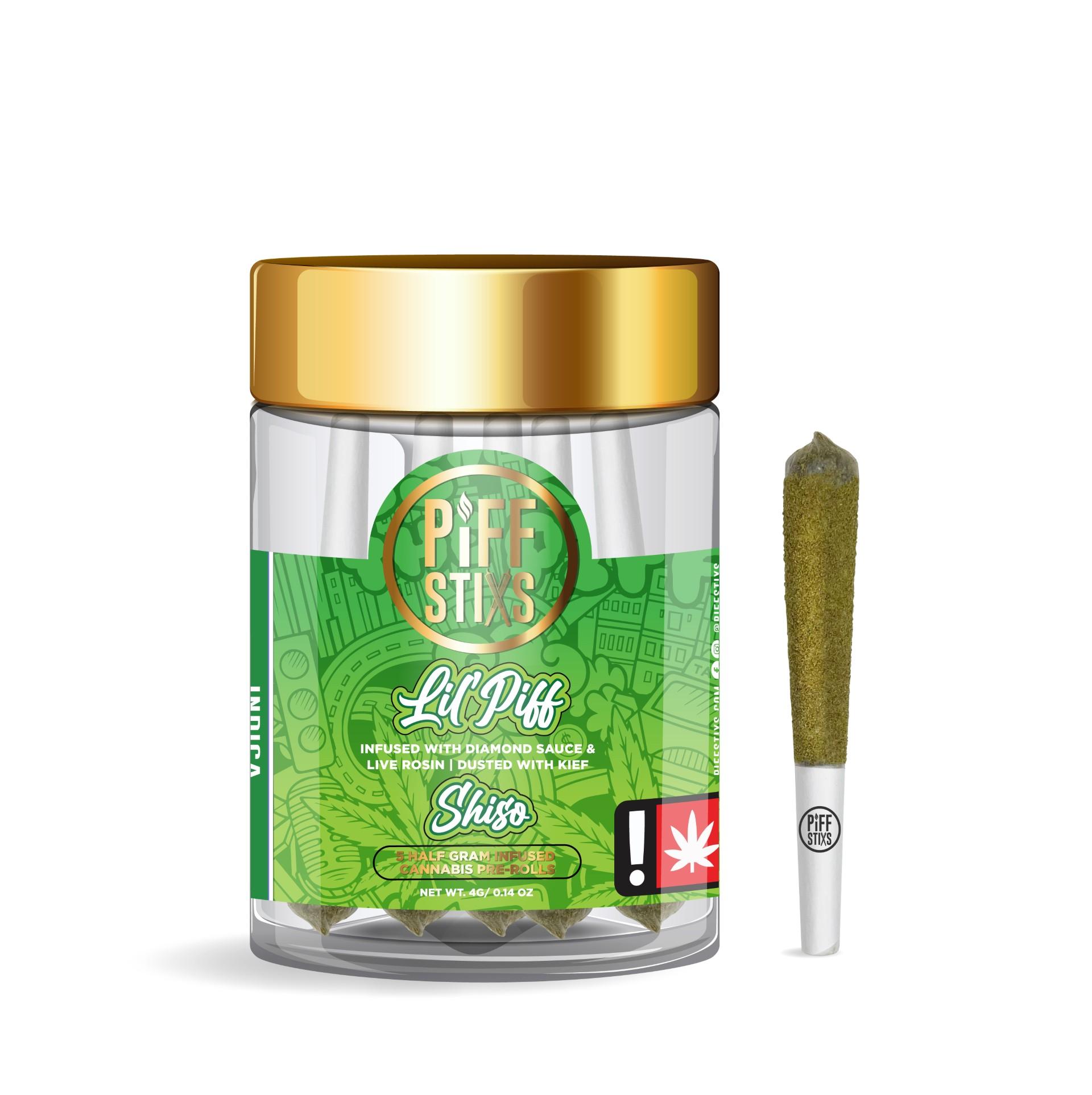 Photograph of product: Piff Stixs - Shiso - 0.5g 5pk Infused Pre Roll