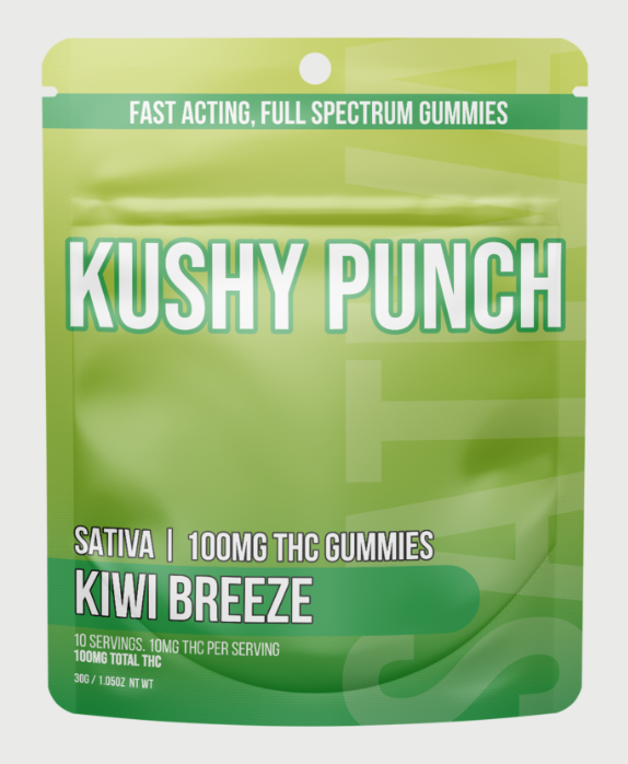 Photograph of product: Kiwi Breeze (S) Kushy Punch | 10 Pack Gummies (100mg)