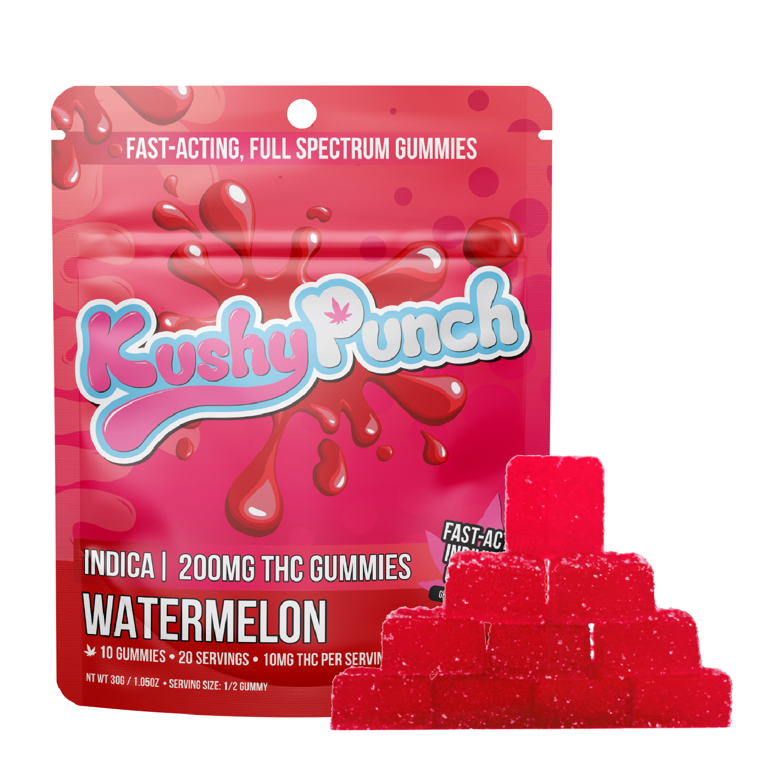 Photograph of product: Kushy Punch Oui'd Watermelon Individual Gummies 200mg Rec